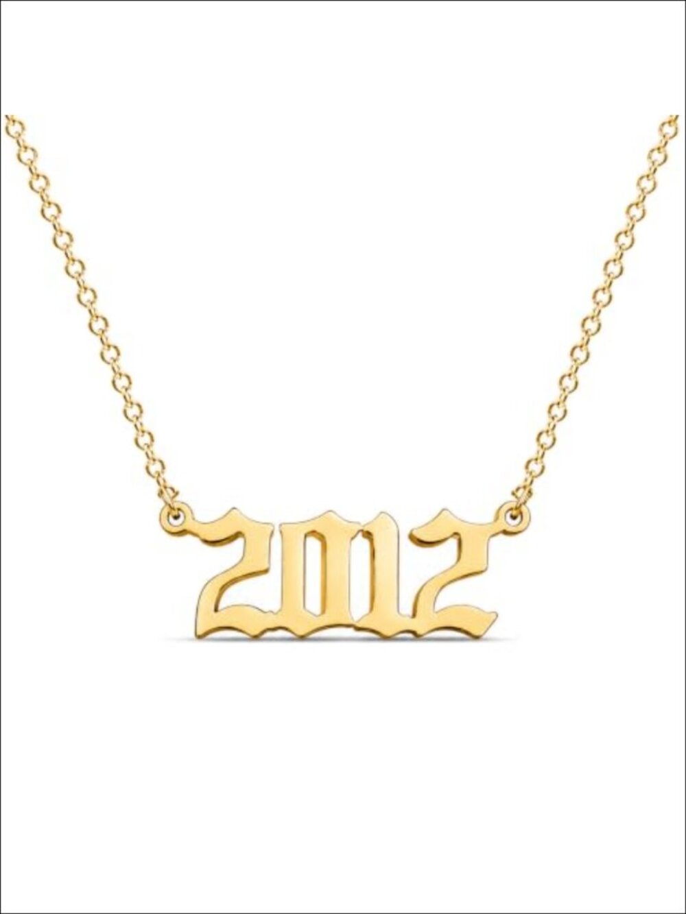 18K Gold Plated Stainless Steel Birthday Year Number Pendant Necklace